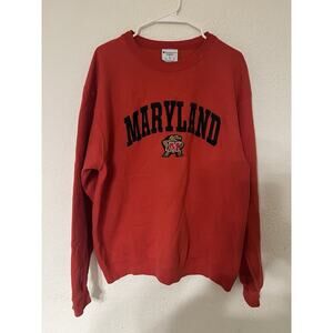 Champion Maryland University Terrapins Sweatshirt Men Size Large Red Long Sleeve